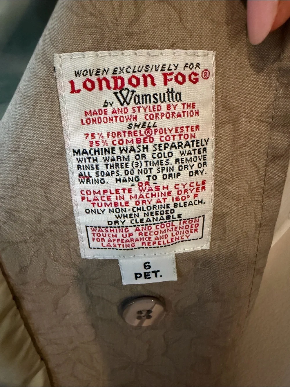 Vintage London Fog taupe / floral design trench by Wamsutta